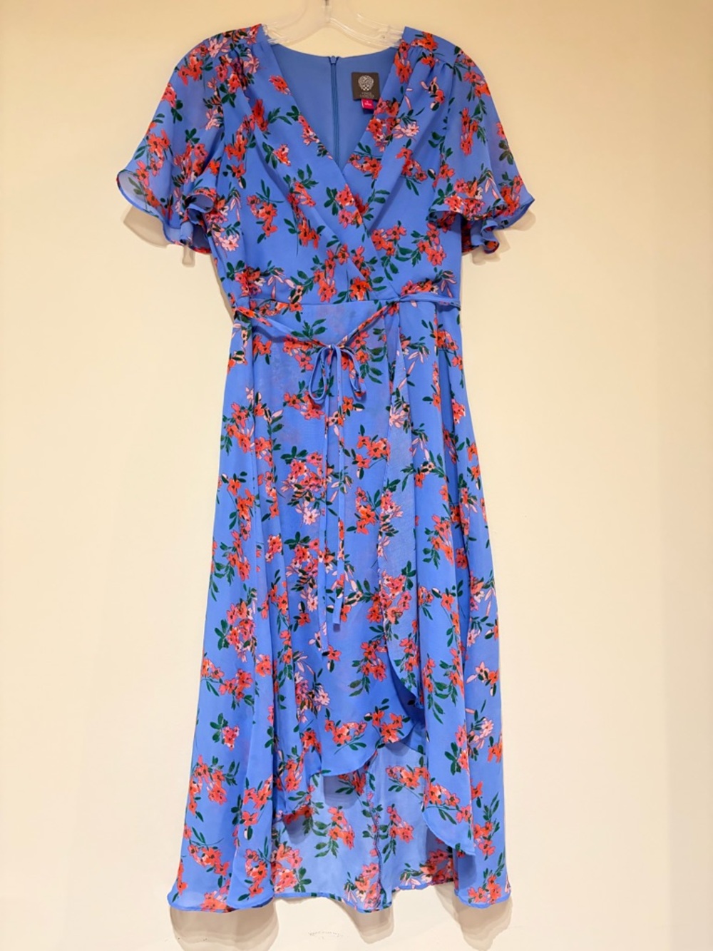 Vince Camuto Blue Floral Wrap High-Low Dress